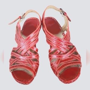 Josef Seibel Women's Julia Red Leather Strappy Adjustable strap Sandals EU 38